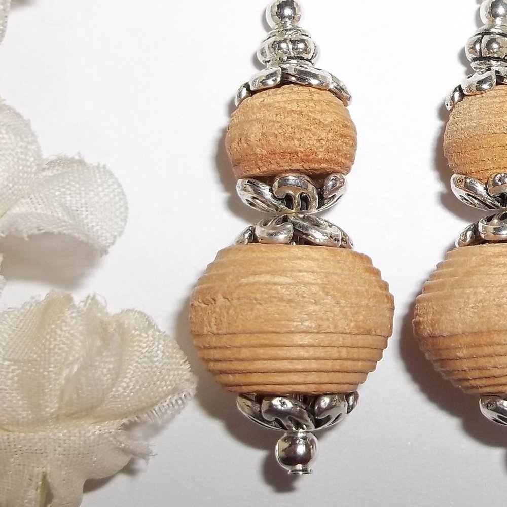 Tan Brown Wood Earring Set Statement Boho NWT 5459_7